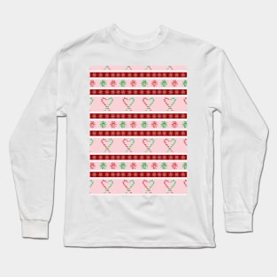 Pink and Red candy cane stripes Long Sleeve T-Shirt